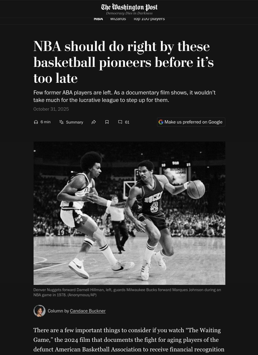 Supplied screenshot of The Washington Post coverage of The Waiting Game